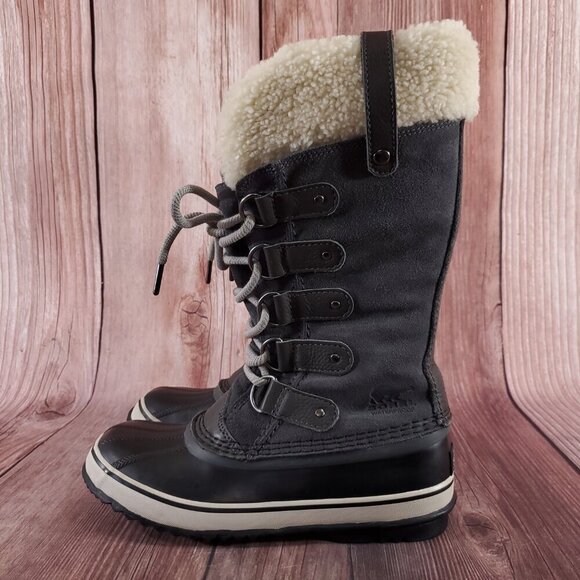 Sorel Womens Size 7 Joan of Arctic Boot Gray Black Shearling Waterproof - Picture 2 of 14